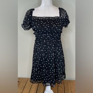 Trixxi SZ XL Navy and White tiered Polka Dot Dress NWOT
